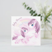Unicorn Baby shower Uitnodiging (Staand voorkant)