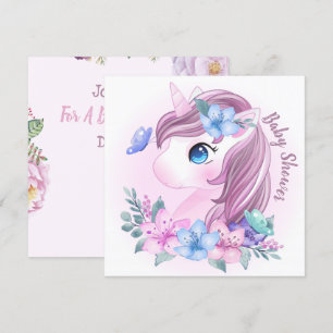 Unicorn Baby shower Uitnodiging