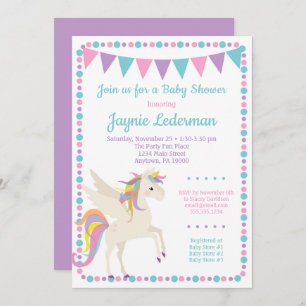 Unicorn Baby shower Uitnodiging Genderneutraal
