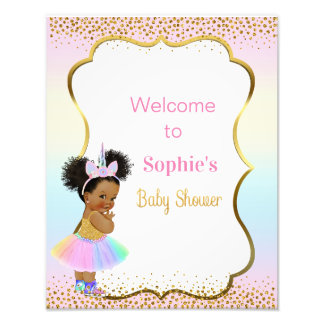 Unicorn baby shower welkomstteken foto afdruk