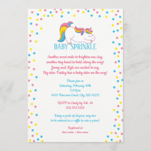 Unicorn Baby Sprinkle-uitnodiging Kaart