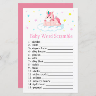 Unicorn Baby word scramble game