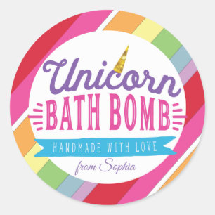 Unicorn Bath Bomb Custom Labkers Ronde Sticker