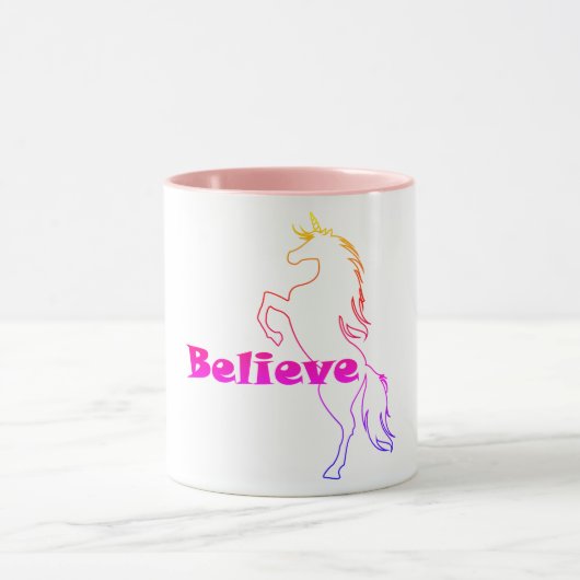 Unicorn Believe Design - Pink 11 oz Combo Mug (Centre)