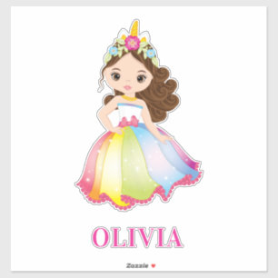 Unicorn belle fille en Rainbow Colours Sticker
