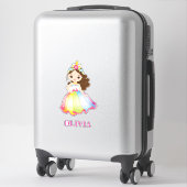 Unicorn belle fille en Rainbow Colours Sticker (Sur valise)