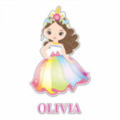 Unicorn belle fille en Rainbow Colours Sticker (Devant)