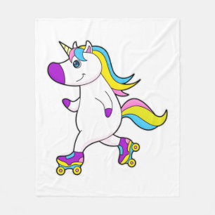 Unicorn bij Gealigneerd schaatsen met schaatsen va Fleece Deken