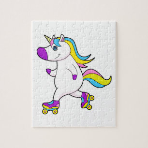 Unicorn bij Gealigneerd schaatsen met schaatsen va Legpuzzel