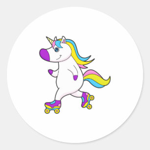 Unicorn bij Gealigneerd schaatsen met schaatsen va Ronde Sticker