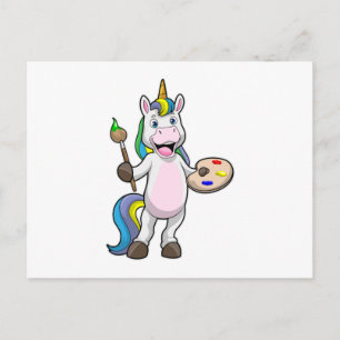 Unicorn bij het Schilderen met Borstel & Kleur Briefkaart