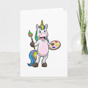Unicorn bij het Schilderen met Borstel & Kleur Kaart