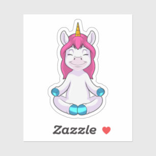 Unicorn bij Meditate in vergadering Sticker