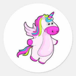 Unicorn bij vliegen ronde sticker