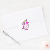 Unicorn bij vliegen vierkante sticker (Envelop)