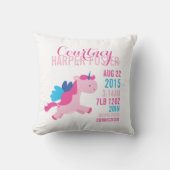 Unicorn Birth Announcement Nursery Pillow Kussen (Voorkant)