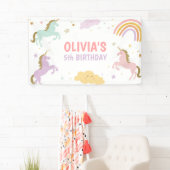 Unicorn Birthday Backdrop Banner Rainbow Magical (Insitu)