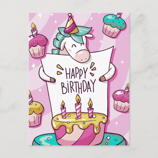 Unicorn Birthday Briefkaart (Voorkant)