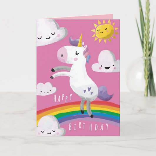 Unicorn Birthday Card Kaart (Voorkant)