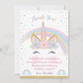 Unicorn Birthday Carte de remerciements, Parti Uni (Devant)