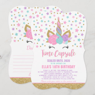 Unicorn Birthday Guestbook Time Capsule met notiti Kaart