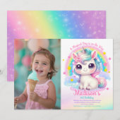 Unicorn Birthday Invitation (Devant / Derrière)