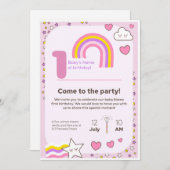 unicorn Birthday Invitation  (Devant / Derrière)
