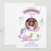 Unicorn birthday invitation girl bday invite (Devant / Derrière)