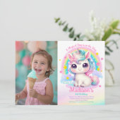 Unicorn Birthday Invitation Kaart (Staand voorkant)