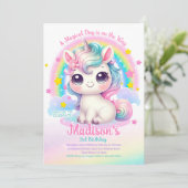 Unicorn Birthday Invitation Kaart (Staand voorkant)