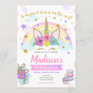 Unicorn Birthday Invitation / Magical Party Kaart