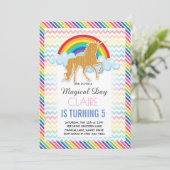 Unicorn Birthday invitation Magical Rainbow (Debout devant)