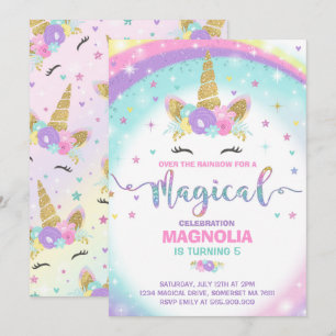 Unicorn Birthday Invitation Magical Unicorn Party Kaart