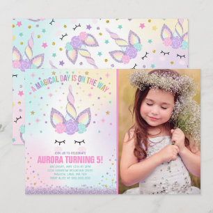 Unicorn Birthday Invitation Magical Unicorn Party Kaart