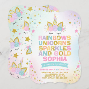 Unicorn Birthday Invitation Magical Unicorn Party Kaart