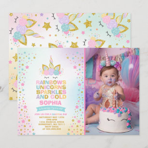 Unicorn Birthday Invitation Magical Unicorn Party Kaart