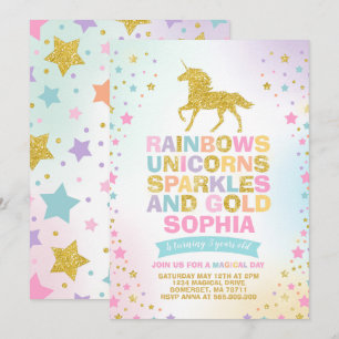 Unicorn Birthday Invitation Magical Unicorn Party Kaart
