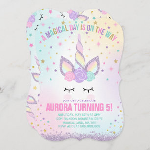 Unicorn Birthday Invitation Magique Unicorn Party
