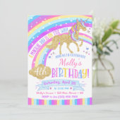 Unicorn Birthday Invitation Rainbow Invite Kaart (Staand voorkant)