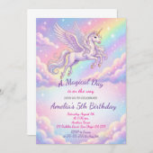 Unicorn Birthday Invitation Rainbow Unicorn Party (Devant / Derrière)