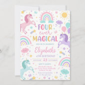 Unicorn Birthday Invitation Template, Four-Ever Ma (Devant)
