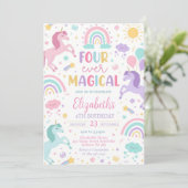Unicorn Birthday Invitation Template, Four-Ever Ma (Debout devant)
