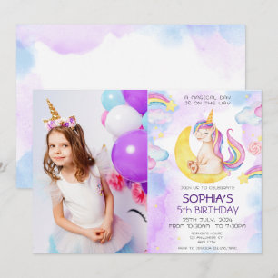 Unicorn Birthday Invitation, Unicorn Party Kaart