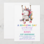 Unicorn Birthday Invitations Kaart (Voorkant / Achterkant)