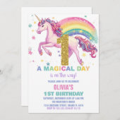 Unicorn Birthday Invitations Kaart (Voorkant / Achterkant)