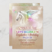Unicorn Birthday Invitations Kaart (Voorkant / Achterkant)