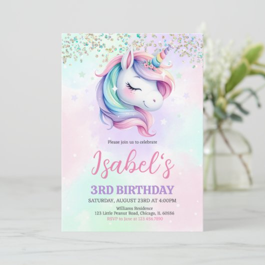 Unicorn Birthday Kaart (Staand voorkant)