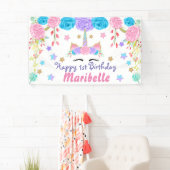 Unicorn Birthday Party - Gepersonaliseerde tabelac Spandoek (Insitu)