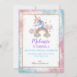 Unicorn Birthday Party Girl Invitation Kaart