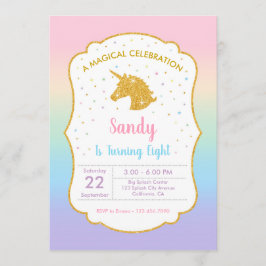 Unicorn Birthday Party Invitation Kaart